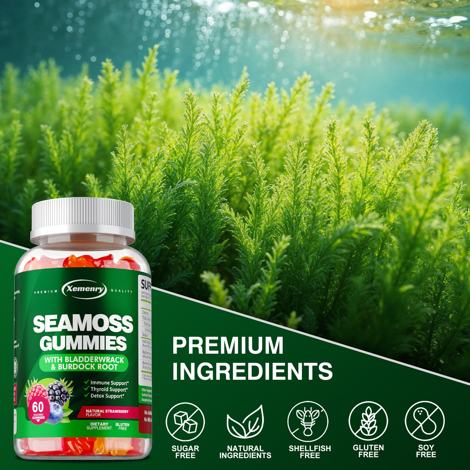 Seamoss Gummies 3000mg – Detox,Thyroid Health, Digestive and Immune Support
