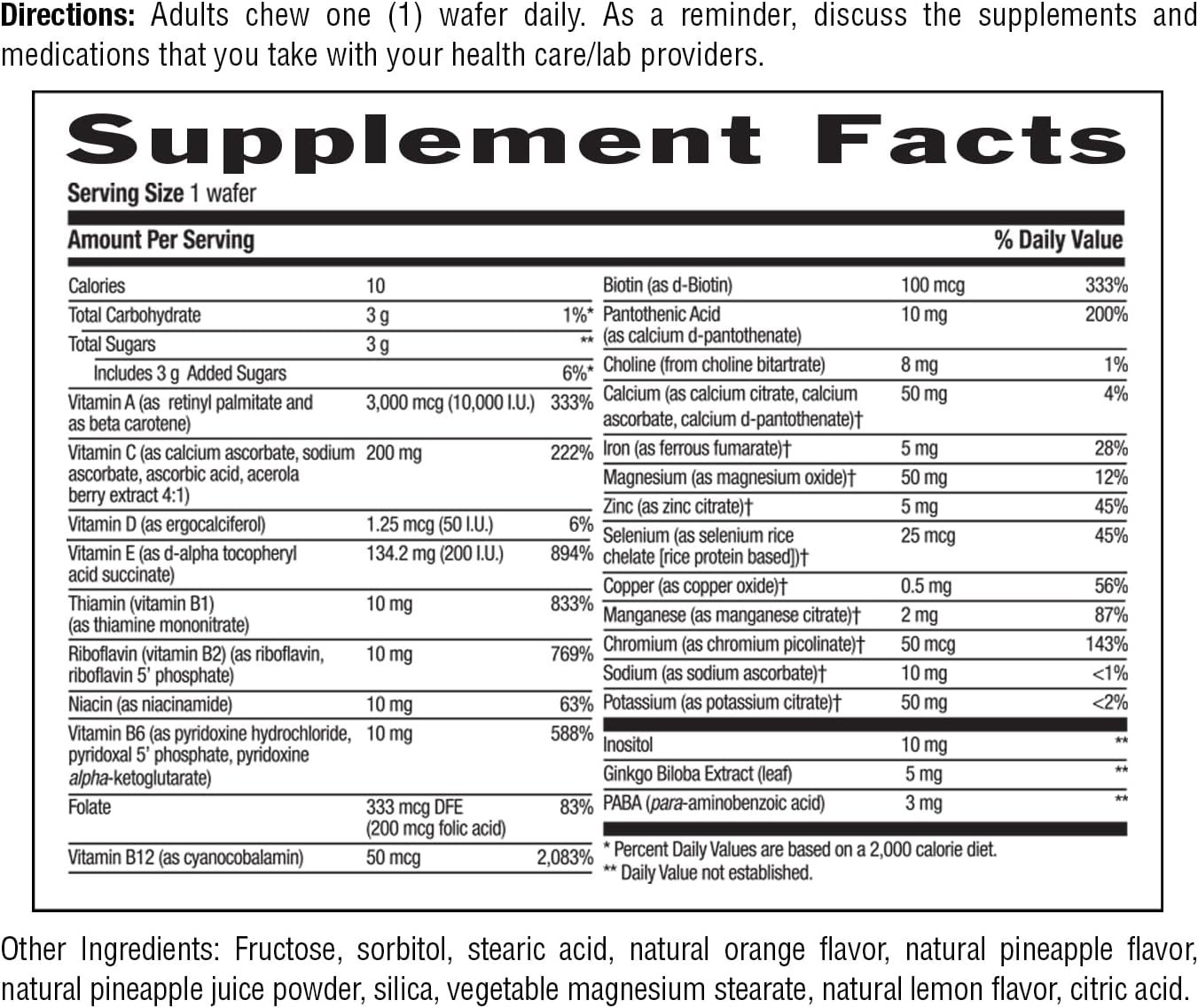 Nutritious 60 Count Chewable Multivitamins – Pineapple-Orange Flavor for Adults