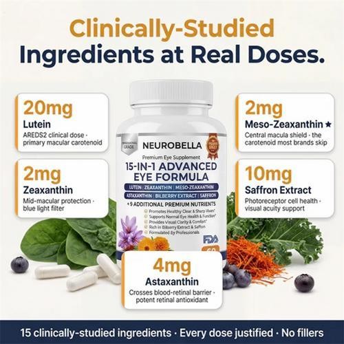 Neurobella 15 In 1 Advanced Eye Formula, 60 Count Softgels For Eye Health