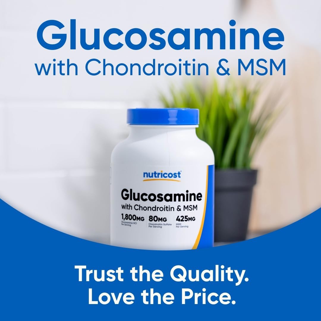 Glucosamine 1800mg with Chondroitin & MSM – 240 Tablets, Non-GMO, Gluten Free