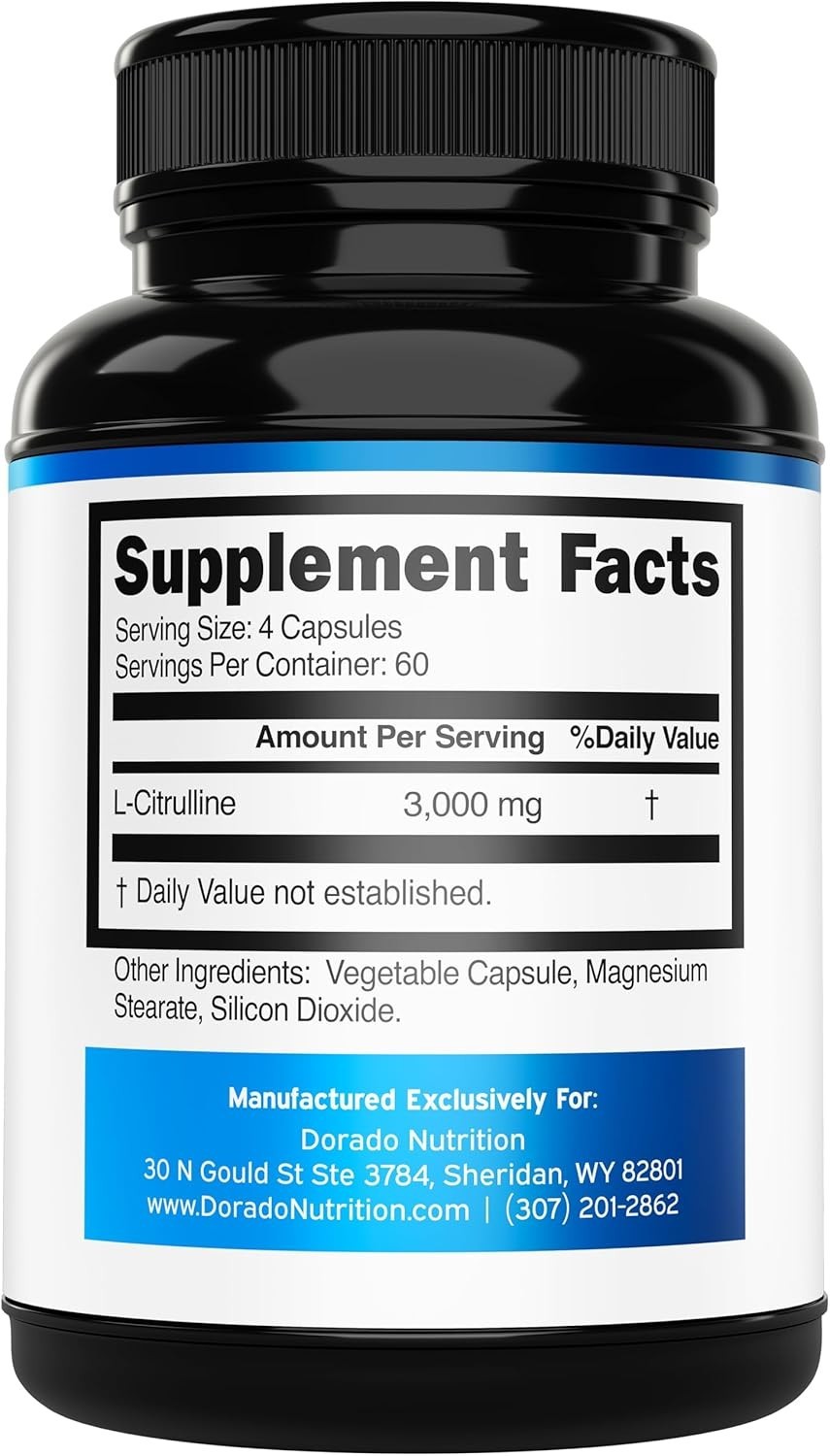 L-Citrulline 3000mg 240 Capsules GMP Certified & Non-GMO Free Form Amino
