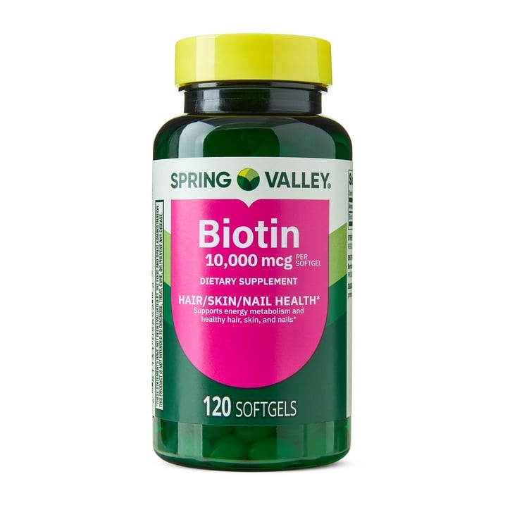 3 Pack Spring Valley Biotin Softgels 10000 mcg Hair Skin Nails 120 Count