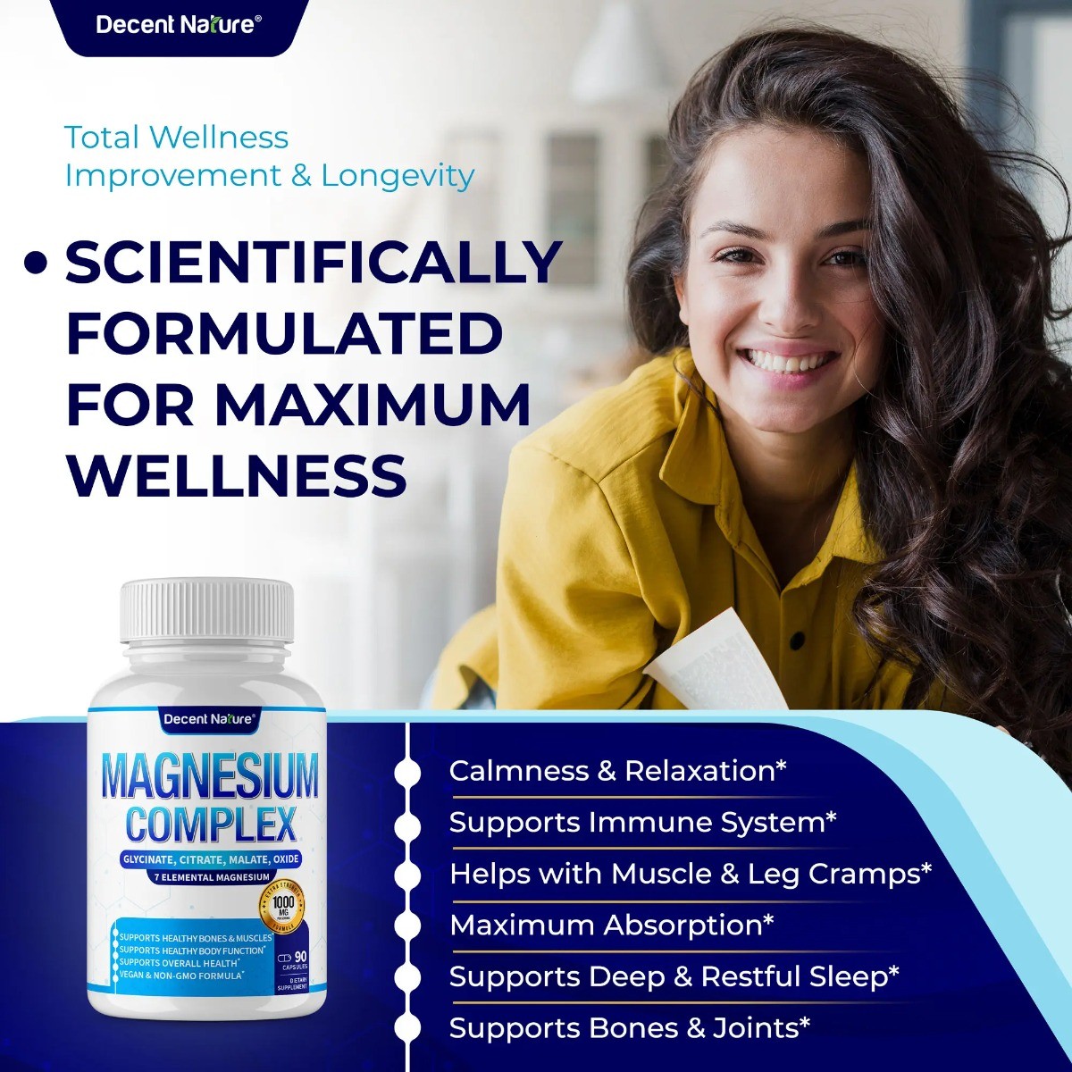 Magnesium Complex 1000mg – 7 Magnesium Blend for Sleep, Muscle & Heart Health