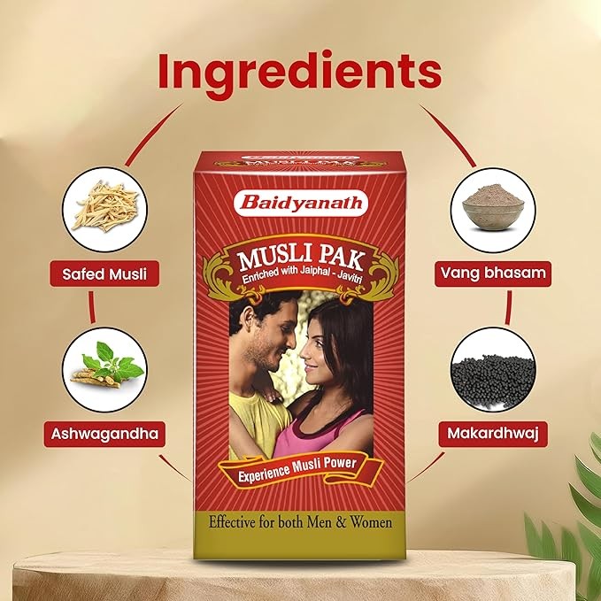 Baidyanath Musli Pak for stamina, strength booster 100% herbal 250gms + F/S
