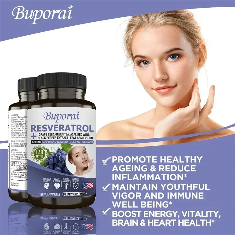 Resveratrol 240pcs,Anti-Aging,Promotes Cellular Health,Improve Energy & Vitality