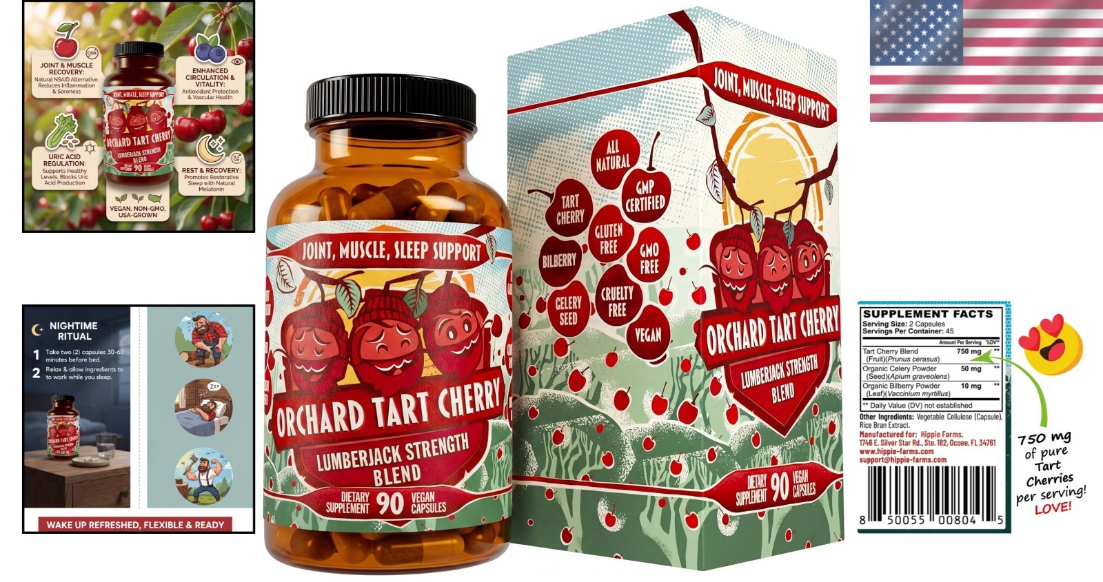 Orchard Tart Cherry Capsules – 90 Count for Joint Health & Recovery