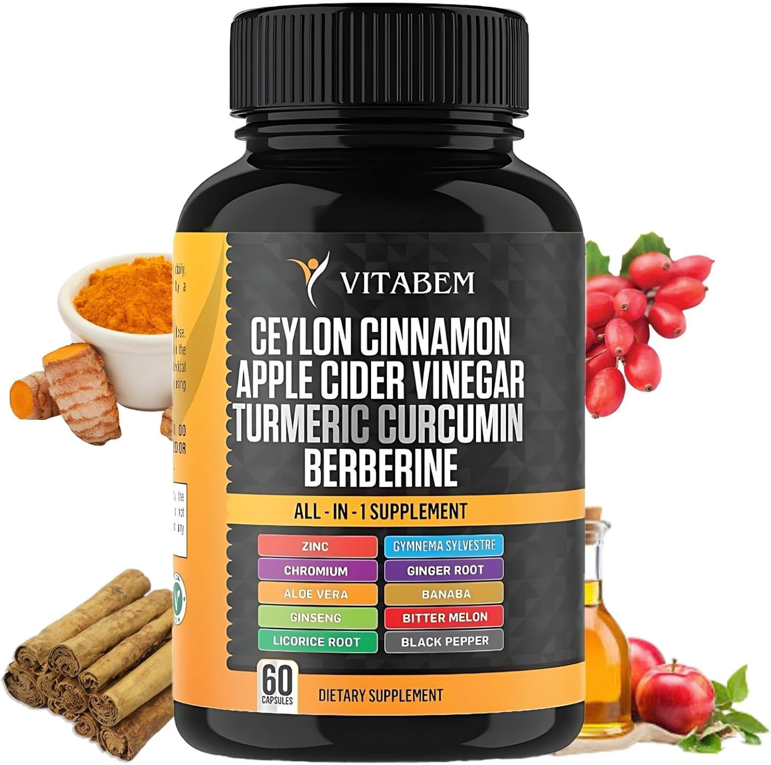 Ceylon Cinnamon Capsules 3000Mg Turmeric 3000Mg Apple Cider Vinegar 3000 Mg Gins