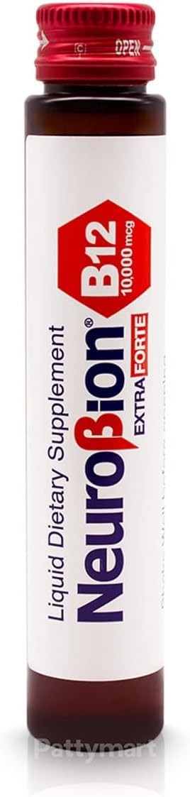Neurobion Extra Forte B12 10,000 mcg Vials, Liquid – 0.85 Fl Oz (Pack of 10)