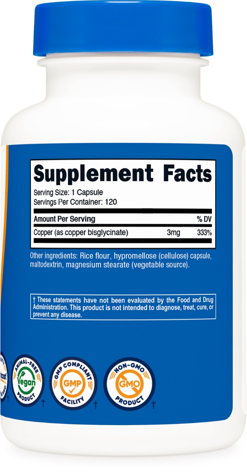 Nutricost Copper Glycinate Capsules (120 Capsules, 3MG Copper per Serving)