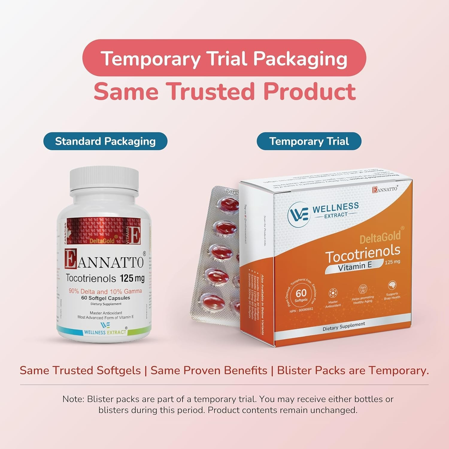 WELLNESS EXTRACT Eannatto Tocotrienols Vitamin E Supplements – 125MG, 60 Softgel