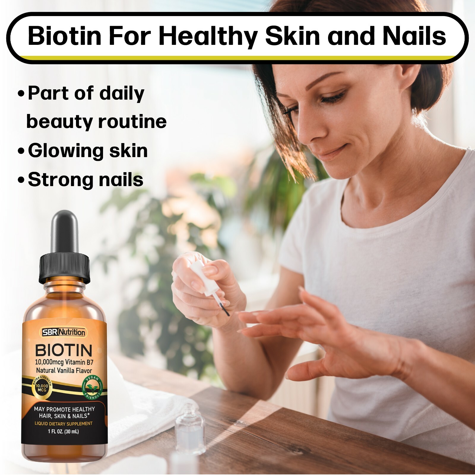 MAX ABSORPTION Biotin Liquid Drops, 10000mcg of Biotin Per Serving, 60 servings