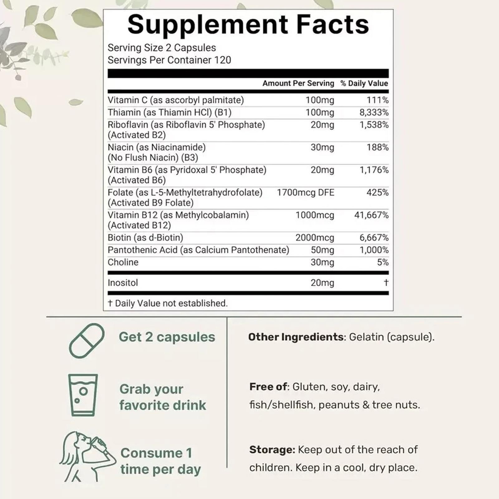 1-3PCS Micro Ingredients Pure Methylated B Complex 11-in-1 Formula 240 Capsules