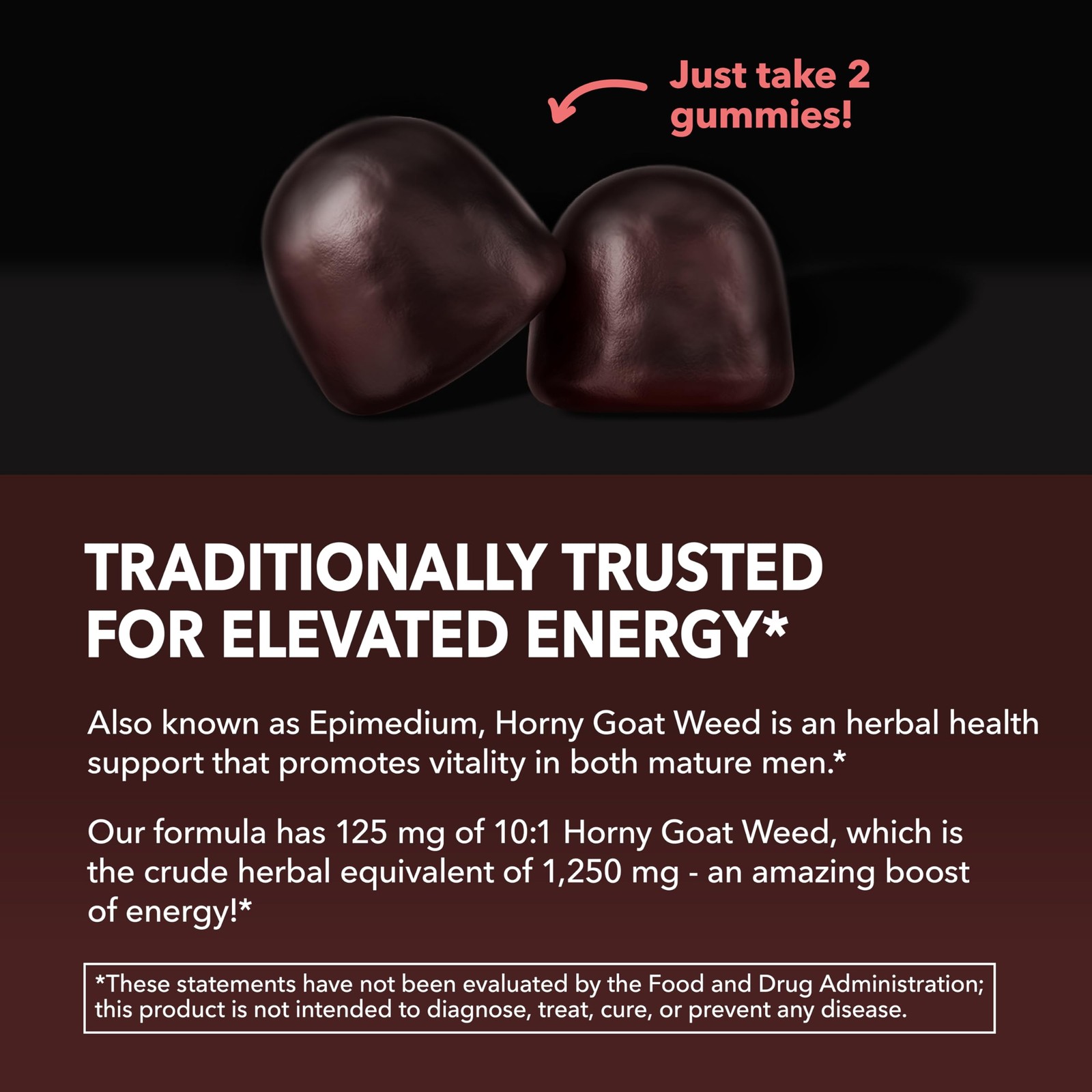Horny Goat Weed Gummies with Vitamin B12 – Energy, 60 Count (Pack of 1)