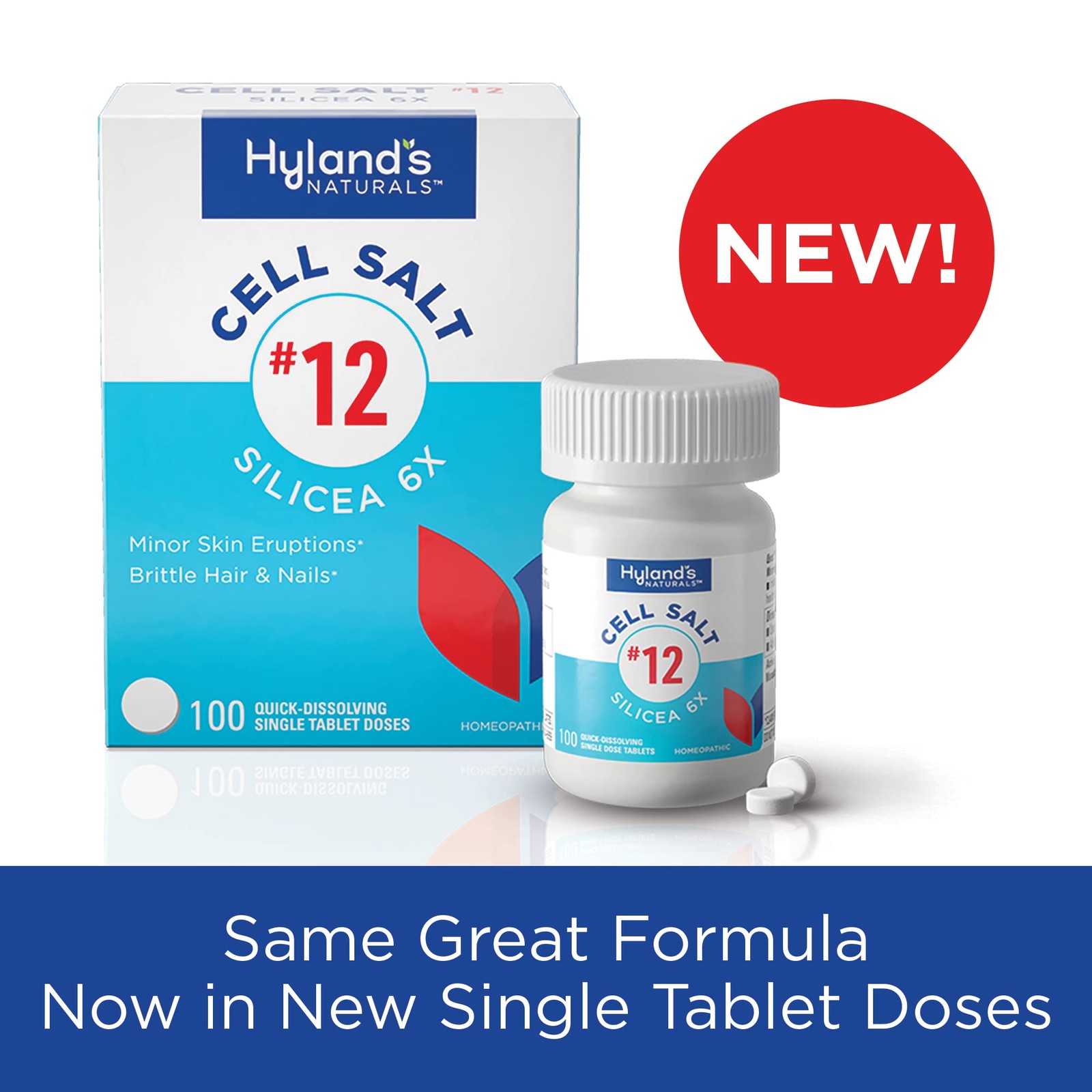 Hyland’s No. 12 Cell Salt Silicea 6X Tablets, 100 Count (Pack of 1), Multi