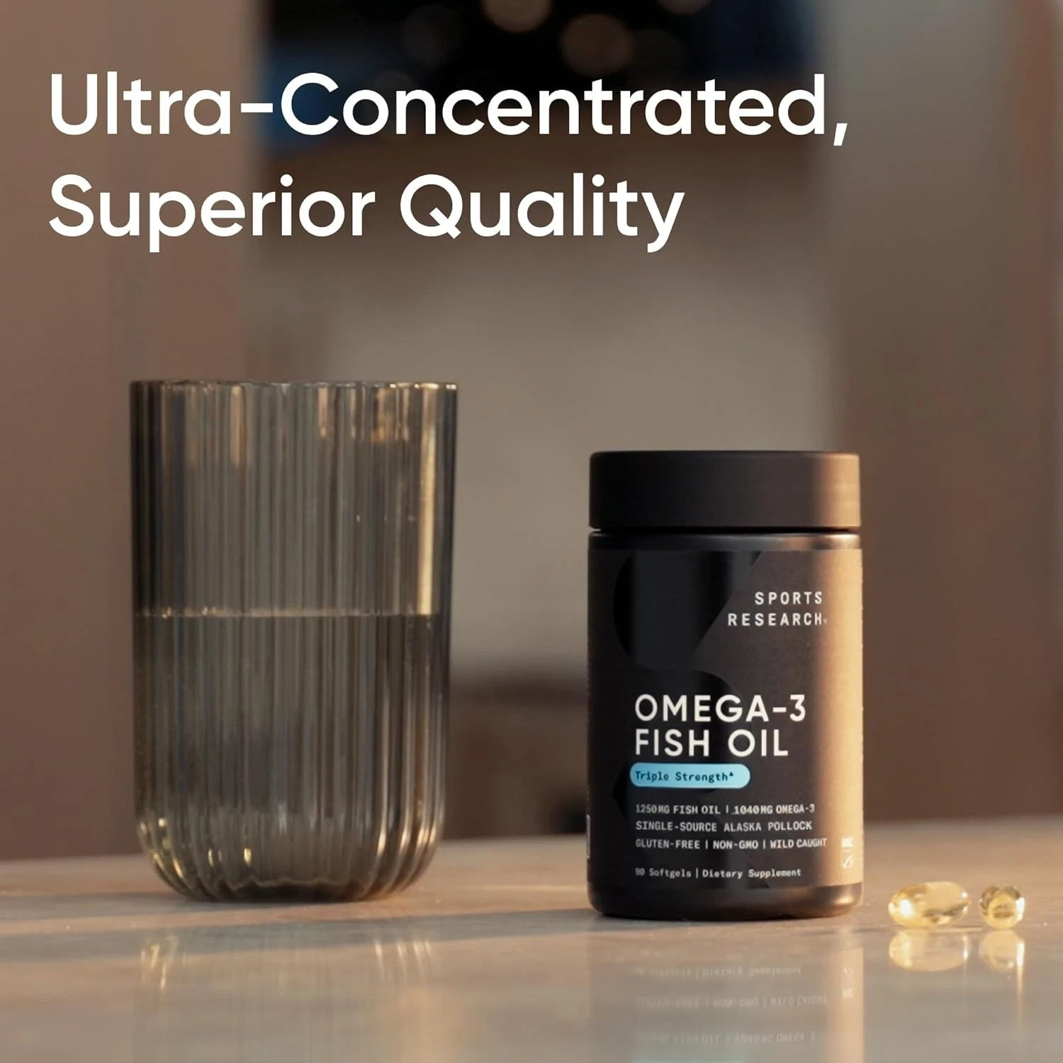 Triple Strength Omega 3 Fish Oil Burpless Supplement EPA DHA Fatty Acids 90 ct