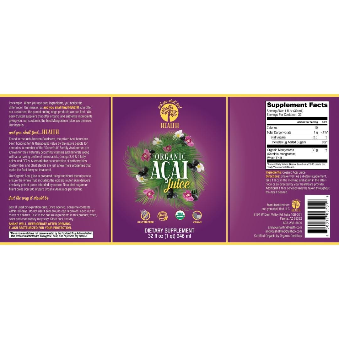 32oz GENESIS TODAY Organic ACAI 100 Pure Juice – Being Replaced Stay Tuned