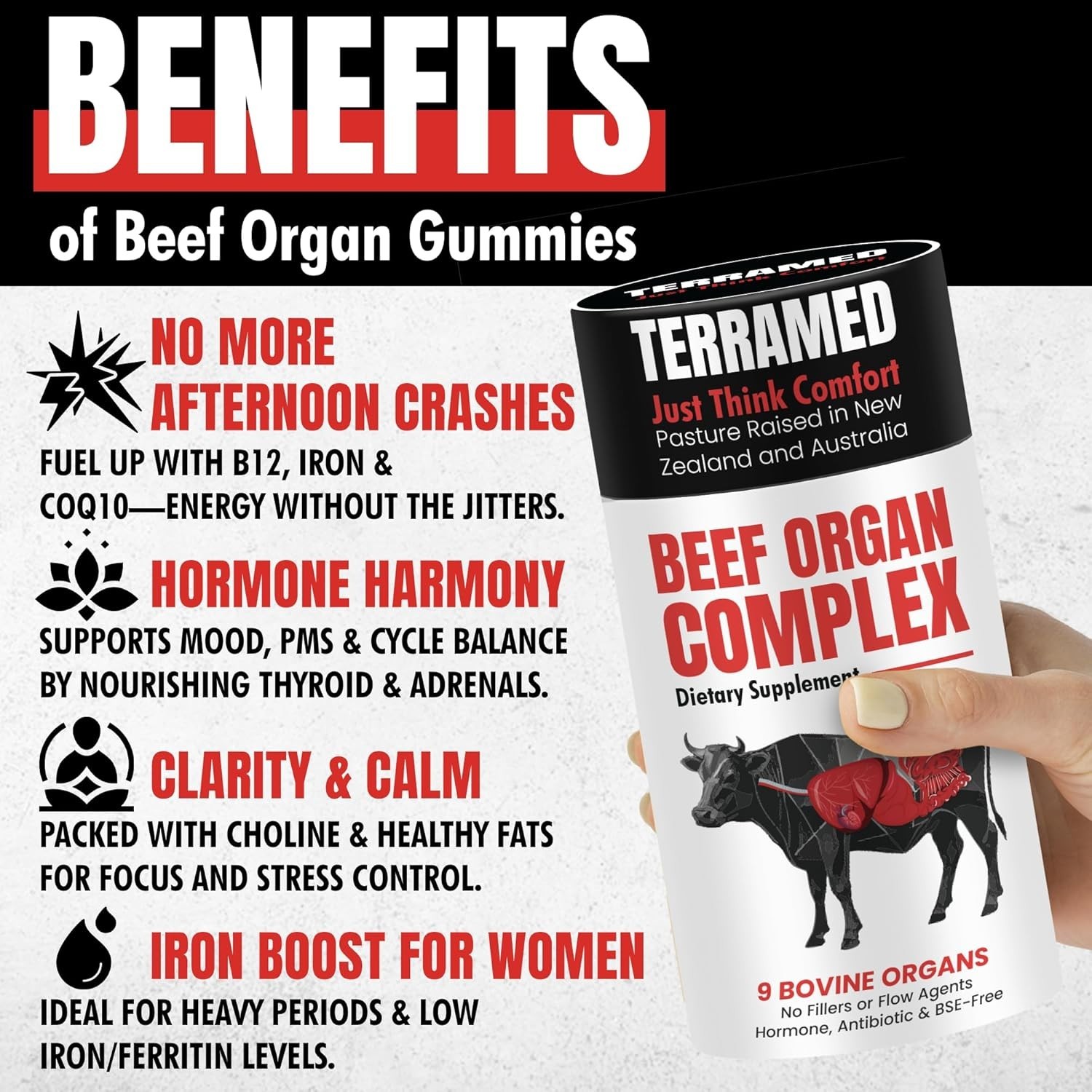 Beef Organ Supplement for Women | Grass Fed Beef Organs | 60 Gummies