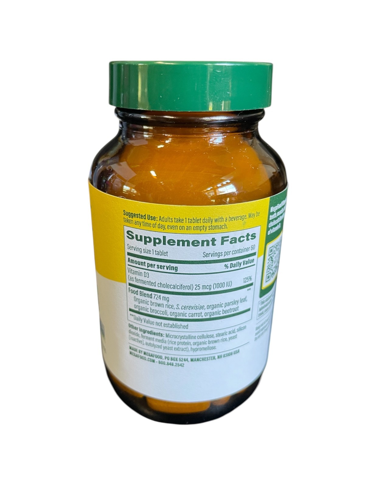 Sealed – MegaFood Vitamin D3 (25 mcg) Gluten-Free, Non-GMO, Kosher – 60 tablets