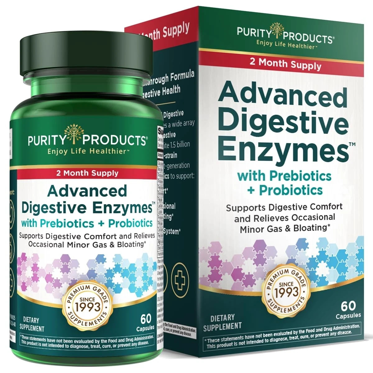Purity Products Advanced Digestive Enzymes Probiotics & Prebiotics 60 Capsules