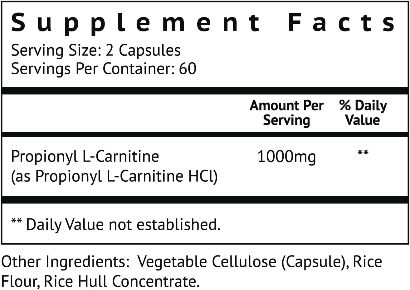 High Absorption Propionyl-L-Carnitine (PLCAR) No Artificial Fillers – Effective
