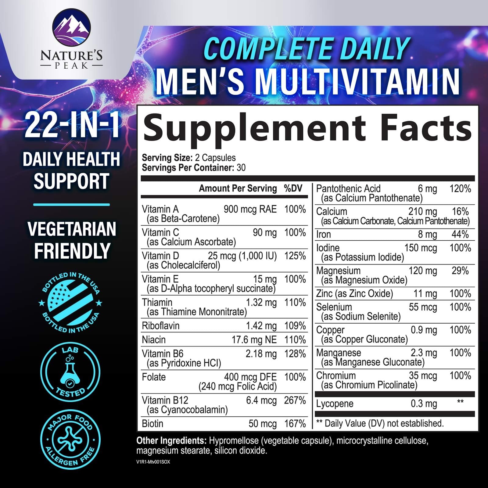 Men’s Multivitamins Supplement – Complete Daily 60 Count (Pack of 1)