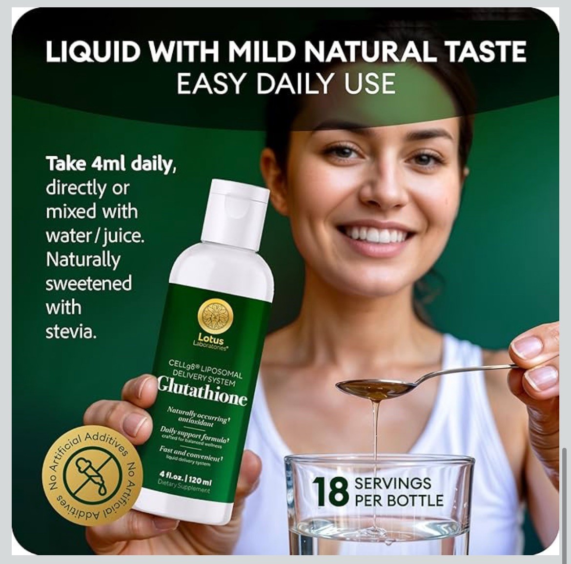 Liposomal Glutathione Liquid: High Absorption Antioxidant, Made in USA 4oz