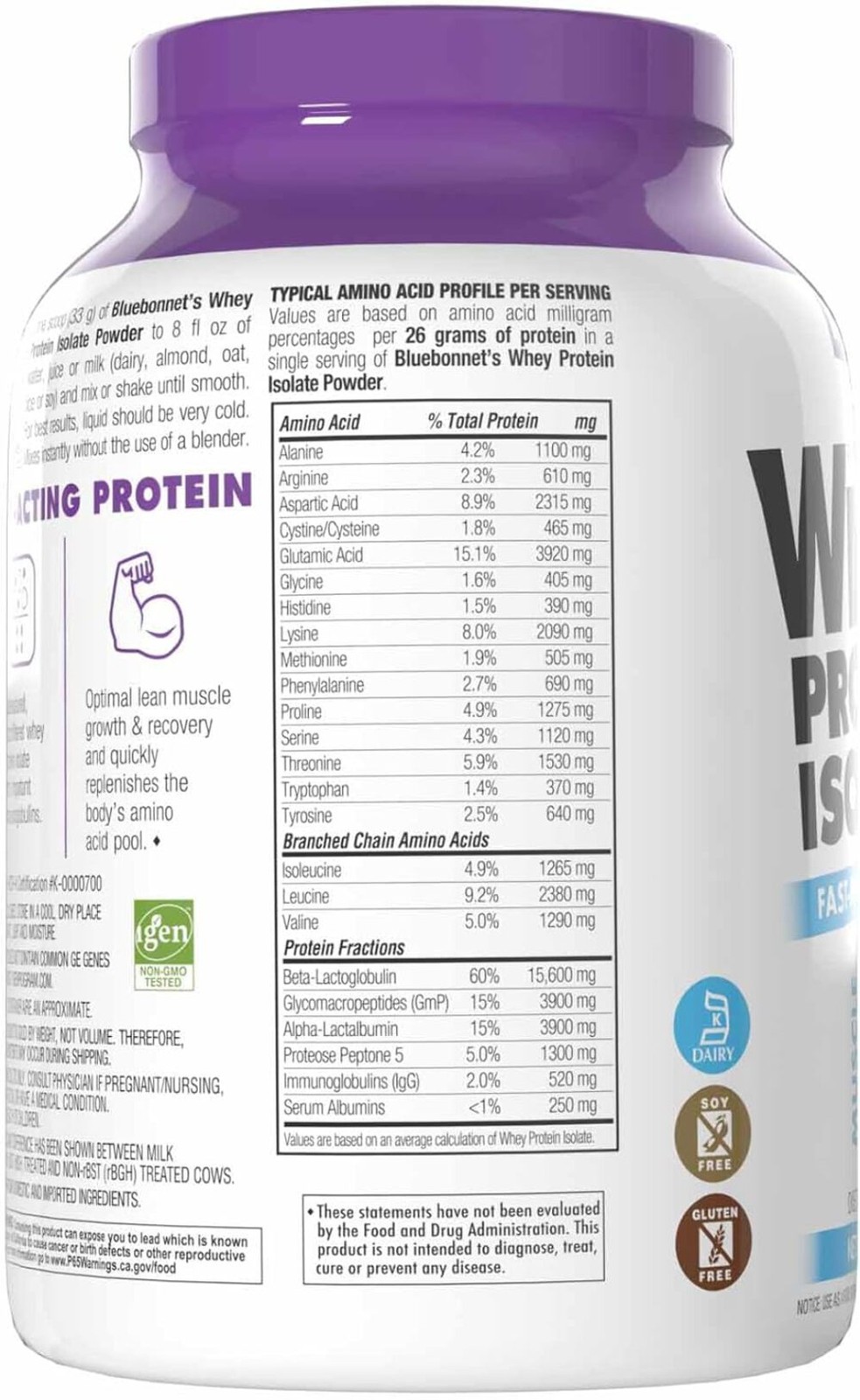 Bluebonnet Nutrition – WHEY PROTEIN ISOLATE POWDER FRENCH VANILLA 2 lb EXP 10/27