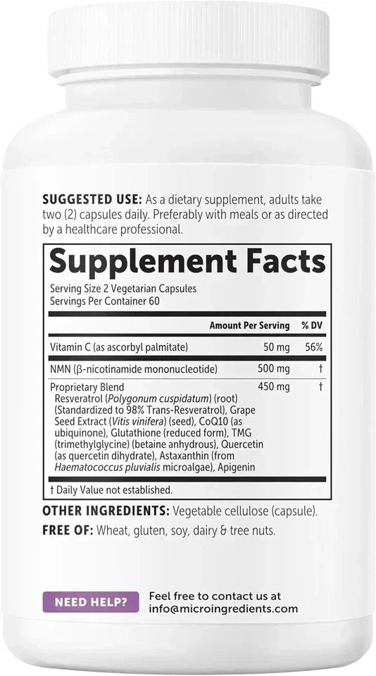 3PCS NMN COMPLEX 1,000mg – with Caps Resveratrol 10-in-1 NAD+ Booster 120 |