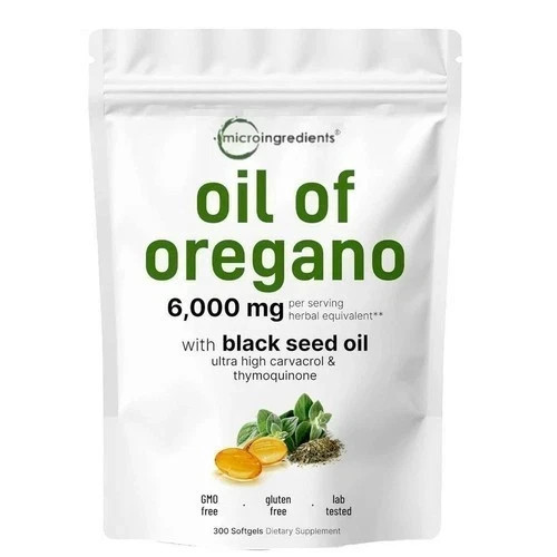 Micro Ingredients Oil of Oregano with Black Seed Oil 6000mg Softgels New Sealed