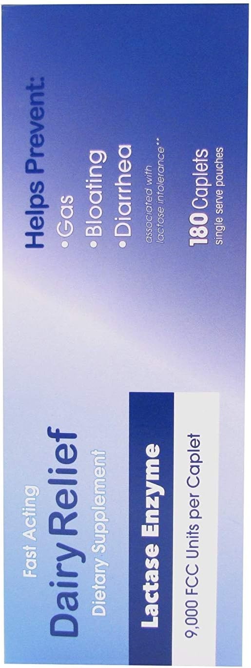 Relieve Lactose Intolerance Quickly – 180 Unflavored Caplets of Maximum Strength