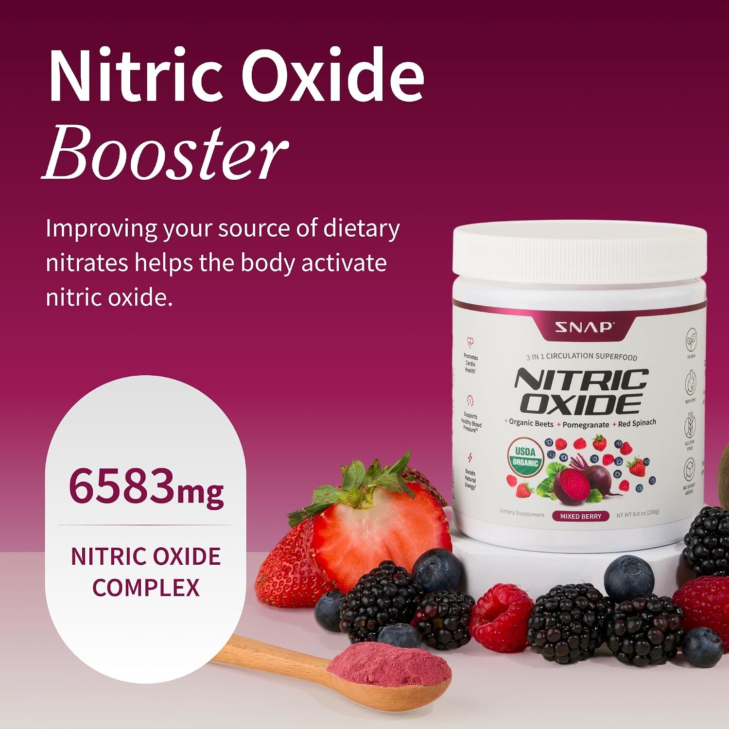 USDA Organic Beet Root Powder Nitric Oxide Supplements Men Women withPomegranate