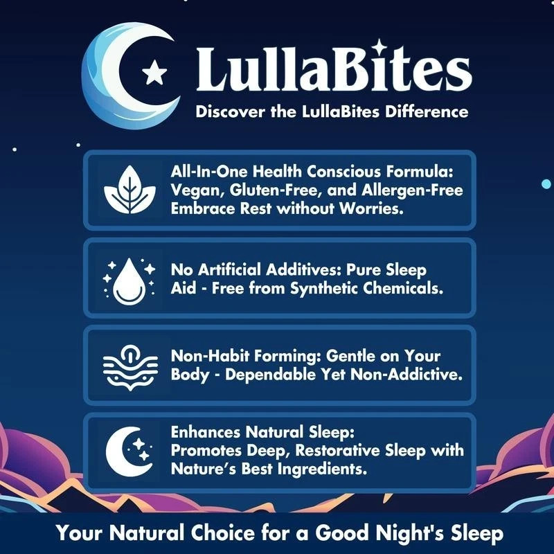 LullaBites Natural Sleep Gummy Vitamins – 30 Servings -Sweet Strawberry Stars