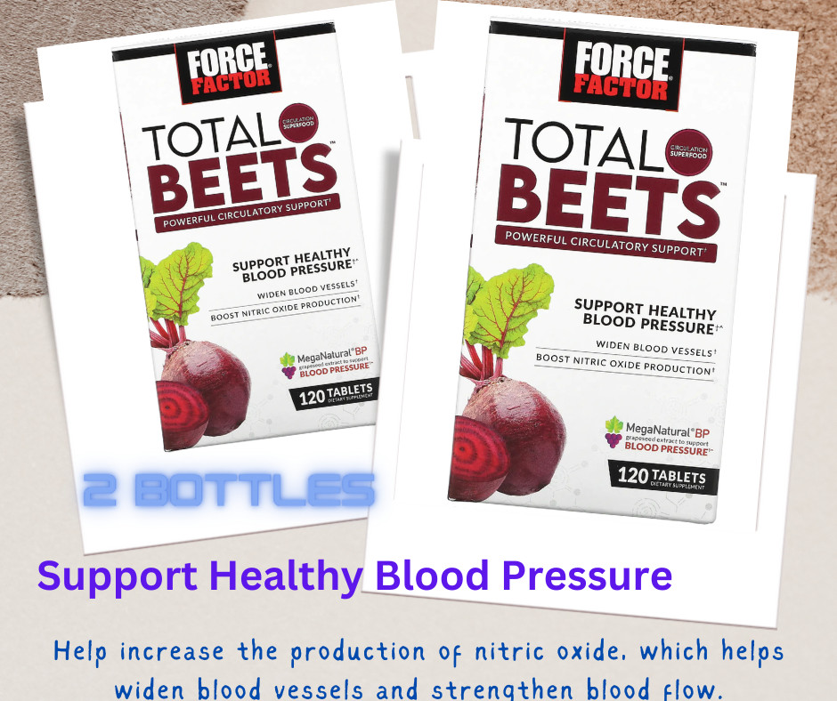 Force Factor Total Beets, Powerful Circulation Support, 120 Tablets ( 2 Bottles)