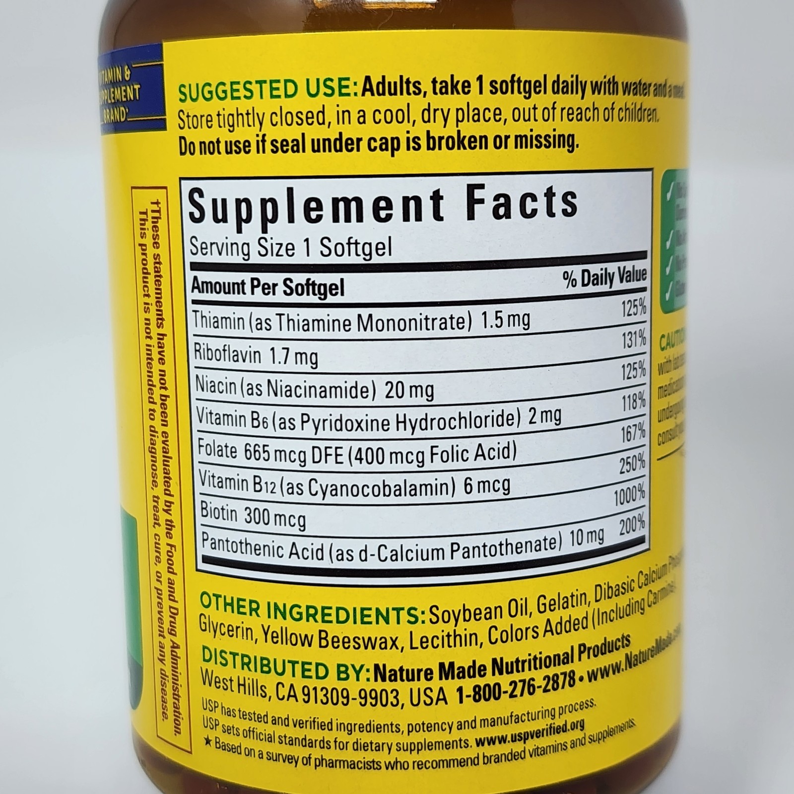 Nature Made Super B Complex Vitamins, 160 Softgels, 160 Day Supply, Exp 09/2026