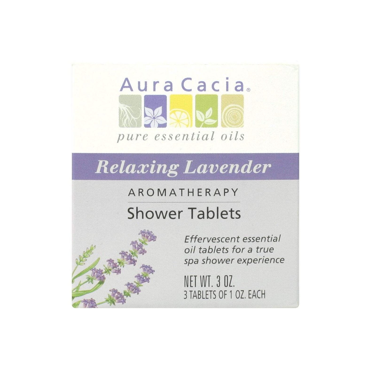 Aura Cacia Shower Tablets Relaxing Lavender, 3 OZ.- 3 Tablets of 1 OZ. Each