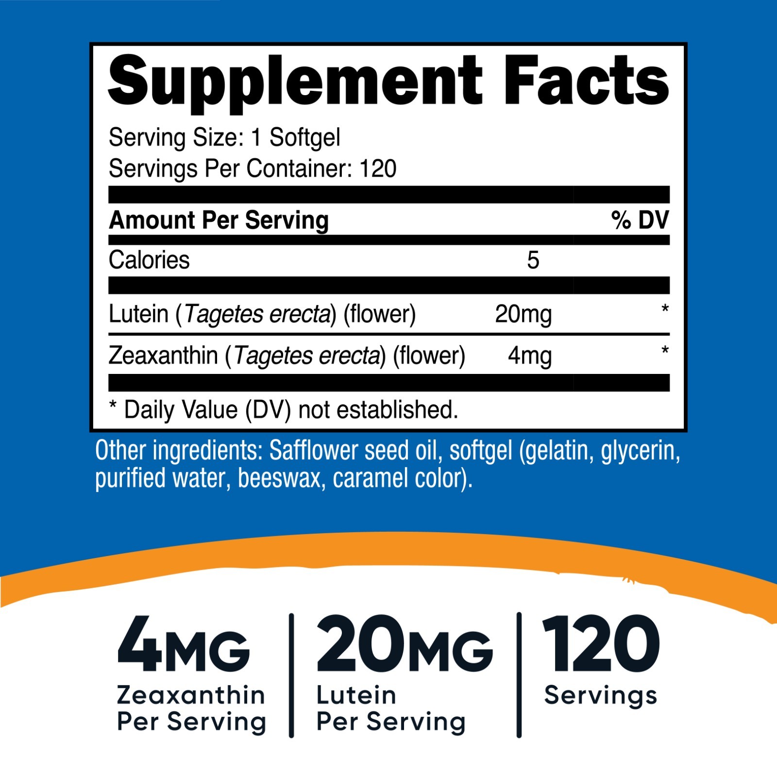 Nutricost Zeaxanthin with Lutein 20mg, 120 Softgels, Non-GMO & Gluten Free