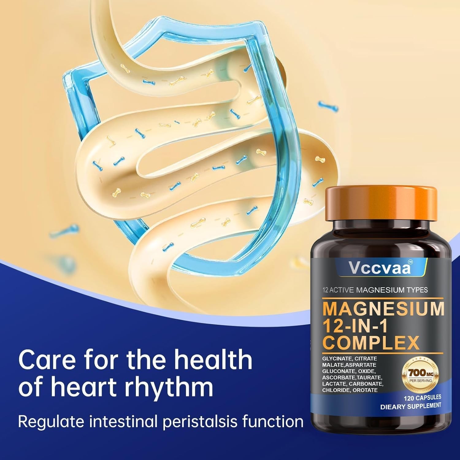Puravita Magnesium Complex 700Mg 12 in 1 Magnesium Supplement with Glycinate, Ci