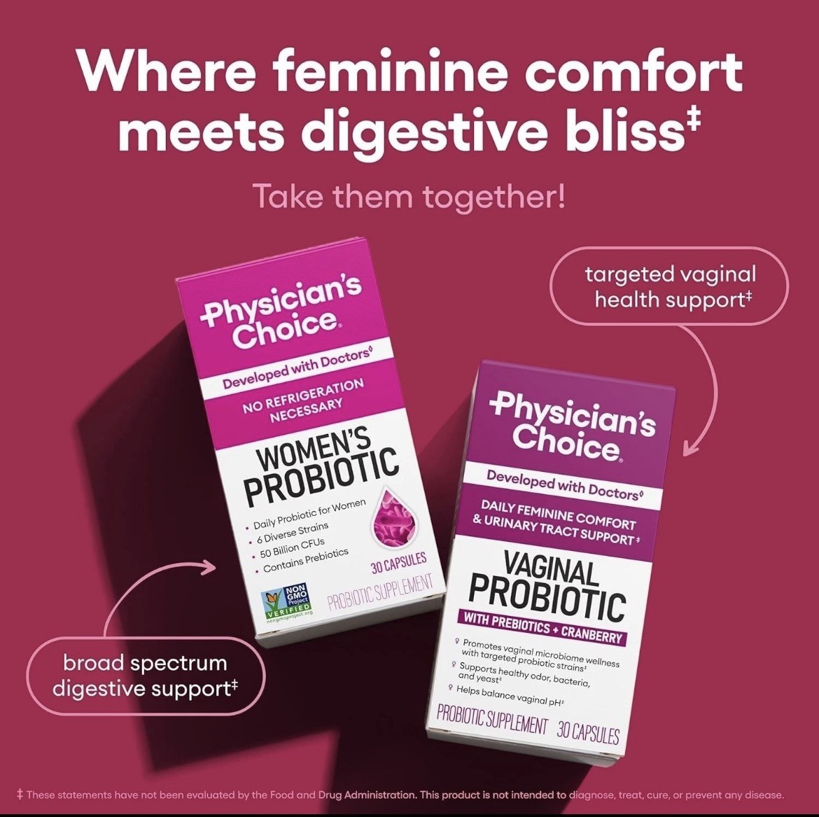 NEW Physician’s Choice Women’s Probiotic – 50 Billion CFU – Organic Prebiotic