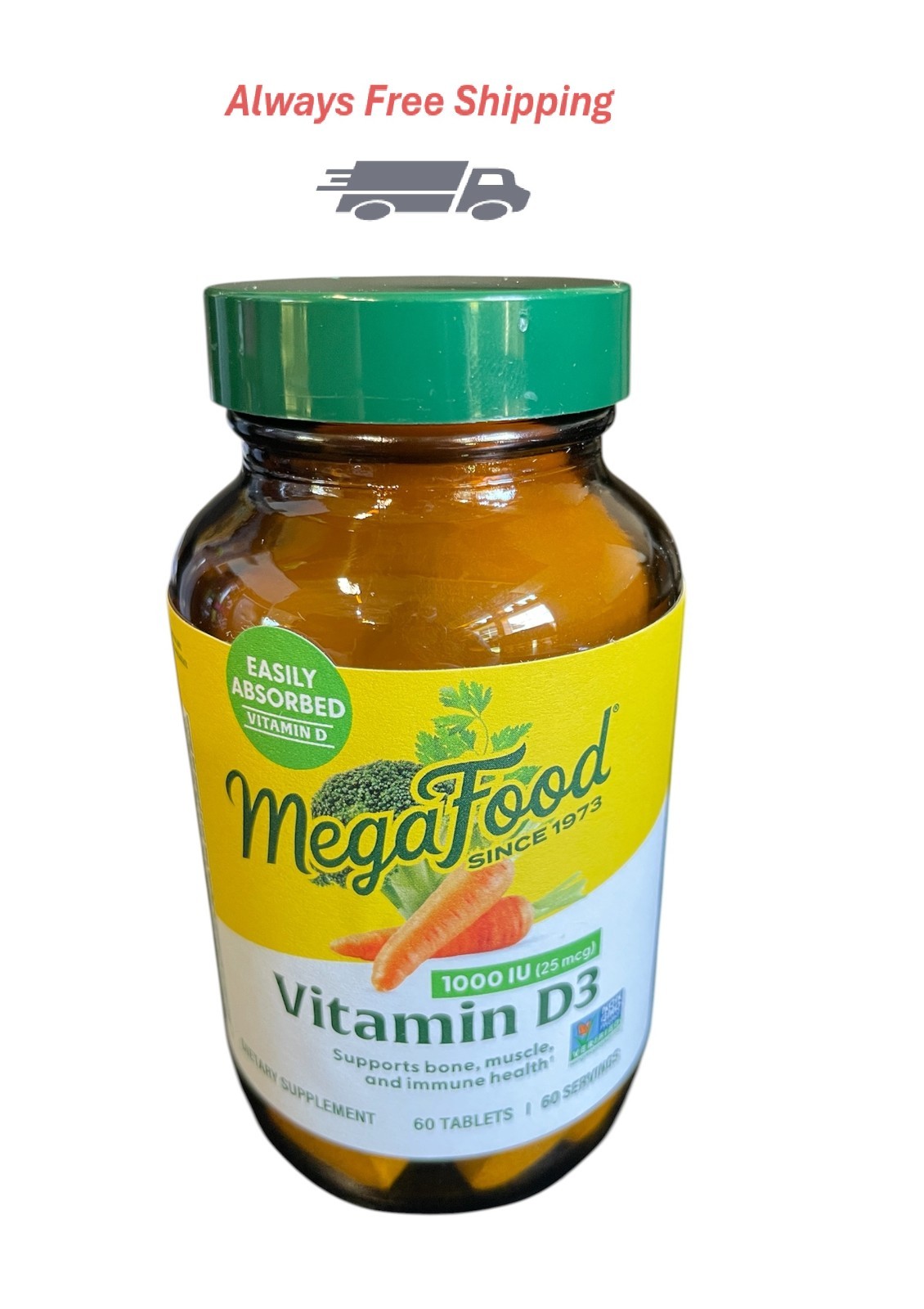 Sealed – MegaFood Vitamin D3 (25 mcg) Gluten-Free, Non-GMO, Kosher – 60 tablets