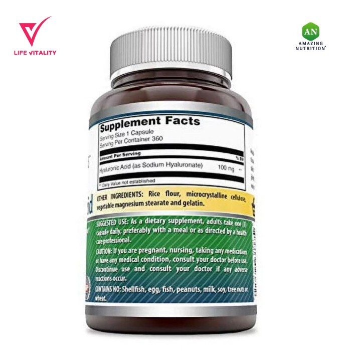 Amazing Formulas Hyaluronic Acid 100 mg 360 Caps Exp 03/2025