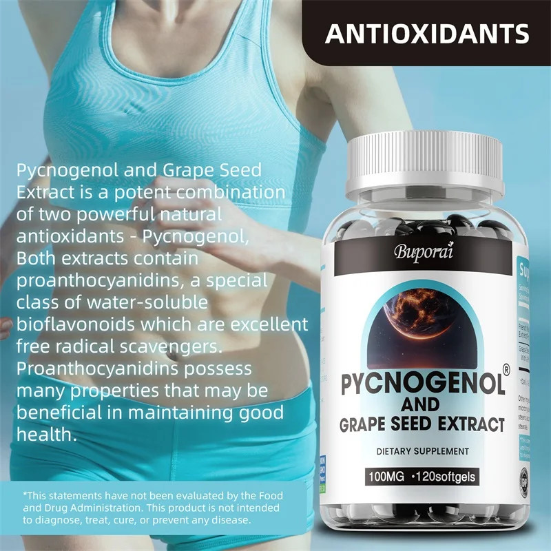 Pycnogenol and Grape Seed Extract 120pcs – Antioxidants,Soothe Skin,Heart Health