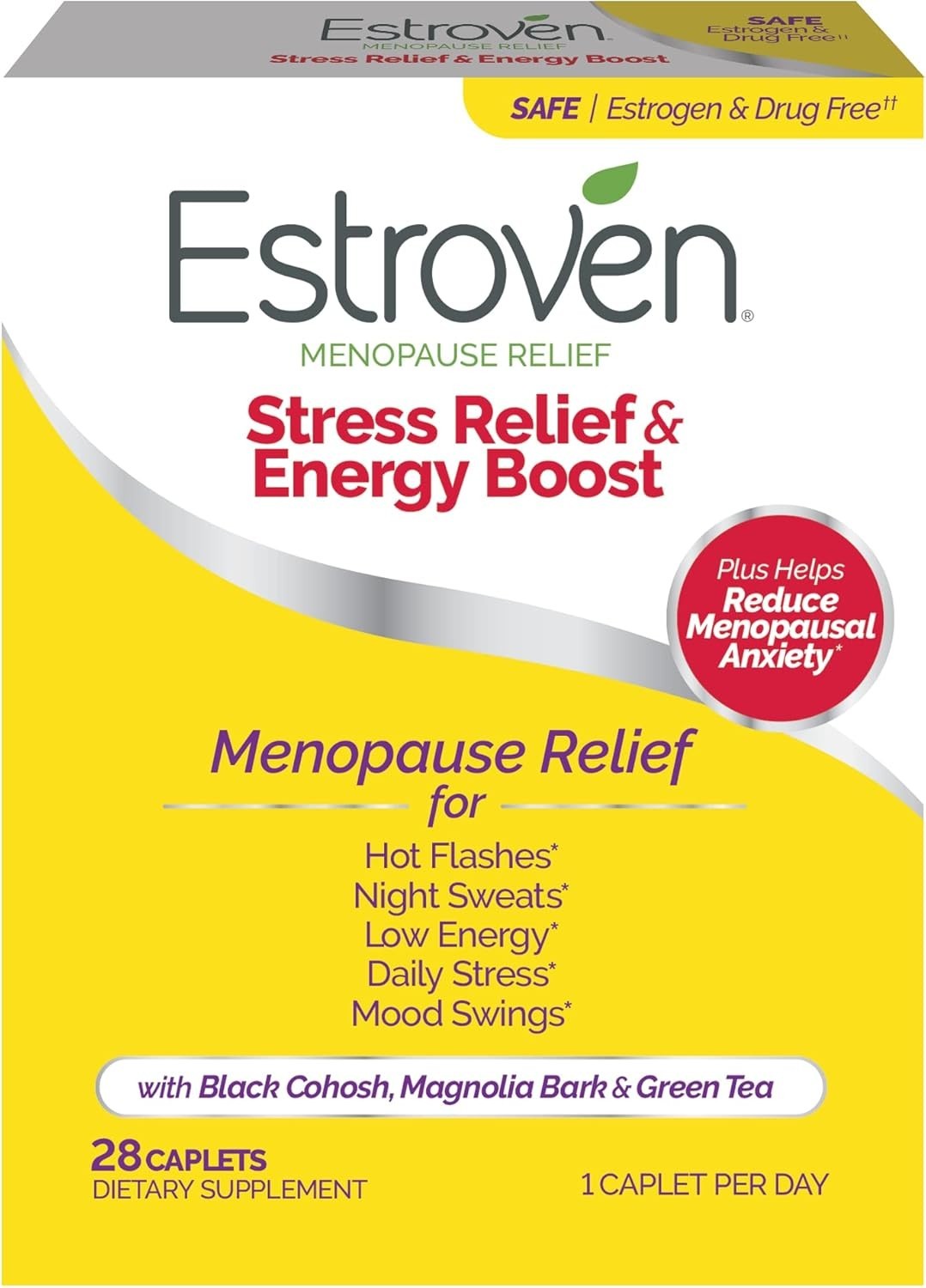 Stress Relief & Energy Boost Capsules for Menopause – 28 Ct, & Gluten-Free