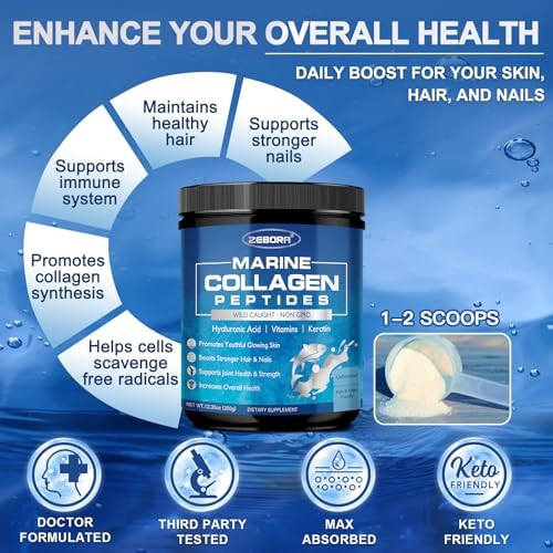 ZEBORA Marine Collagen Peptides Powder with Hyaluronic Acid, Keratin – Wild