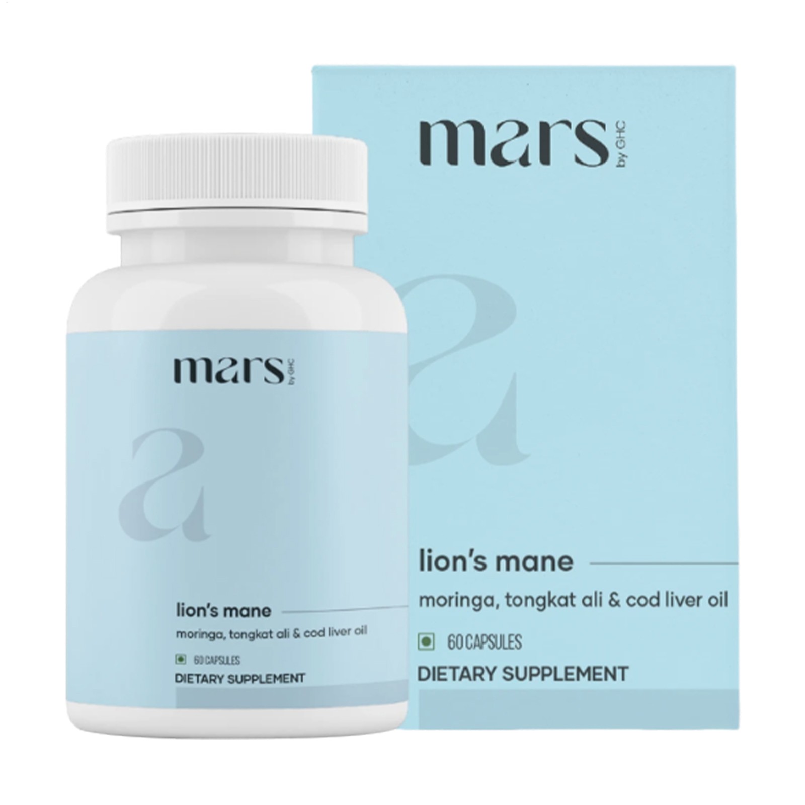 Mars By GHC Lion’s Mane Caps (60N) : Powered With Moringa Powder – Pack Of 1