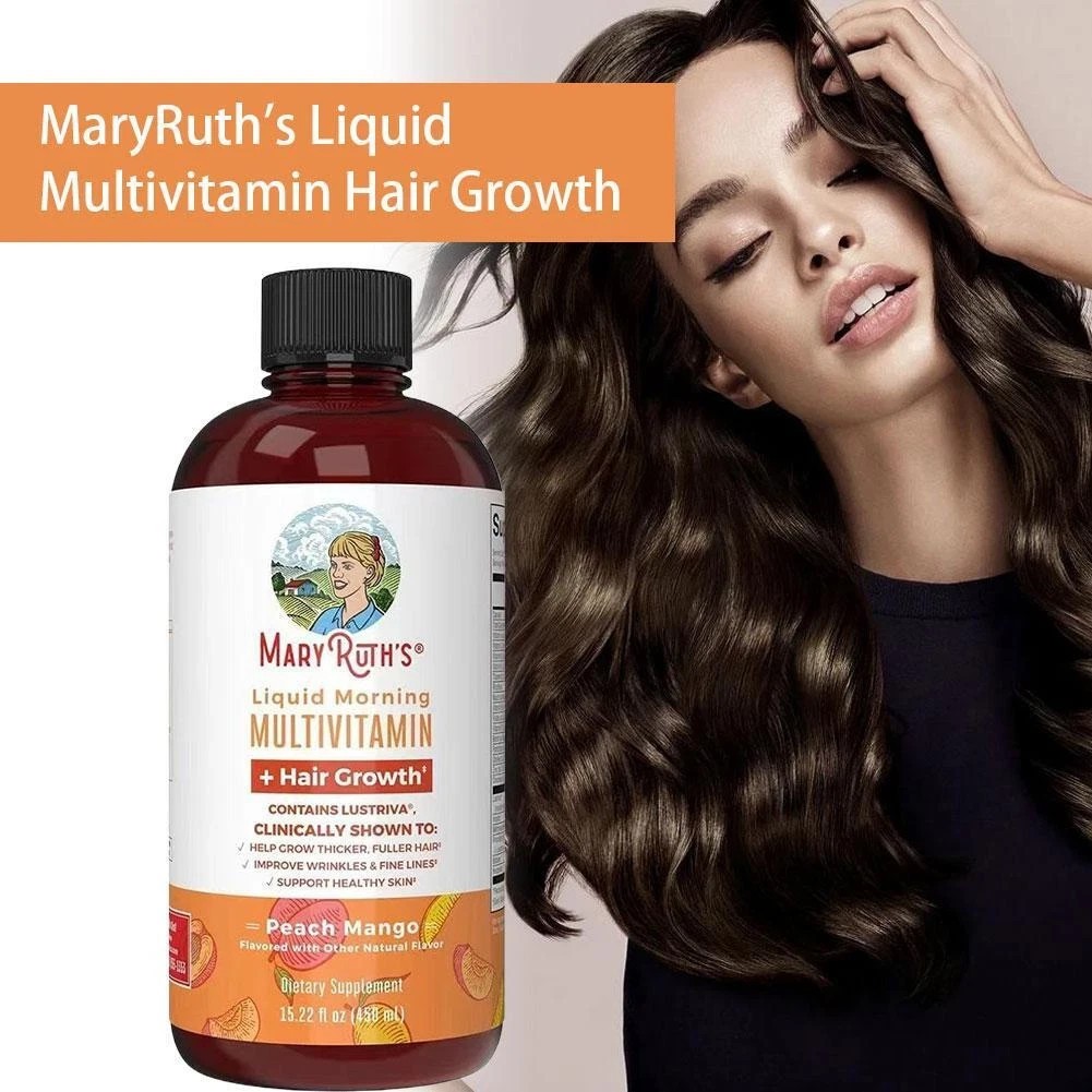 MARYRUTH’S Liquid Morning Multivitamin + Hair Growth, Peach Mango, 30oz. Ex.7/27