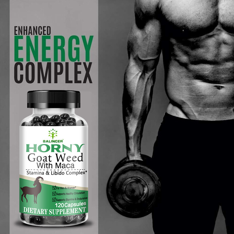 Horny Goat Weed and maca Extract -Gluten Free, Non-GMO,Unisex