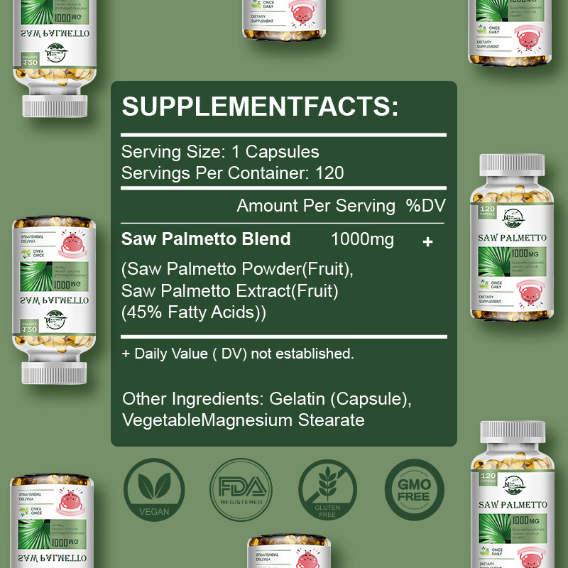 Saw Palmetto 1000mg – Premium 120 capsules Health Support Supplement