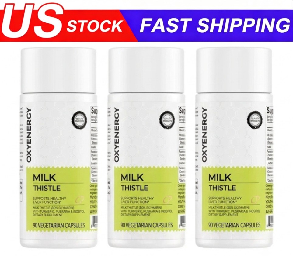 OXYENERGY Milk Thistle Liver Support 3-Pack Silymarin Turmeric 270 Veggie Caps
