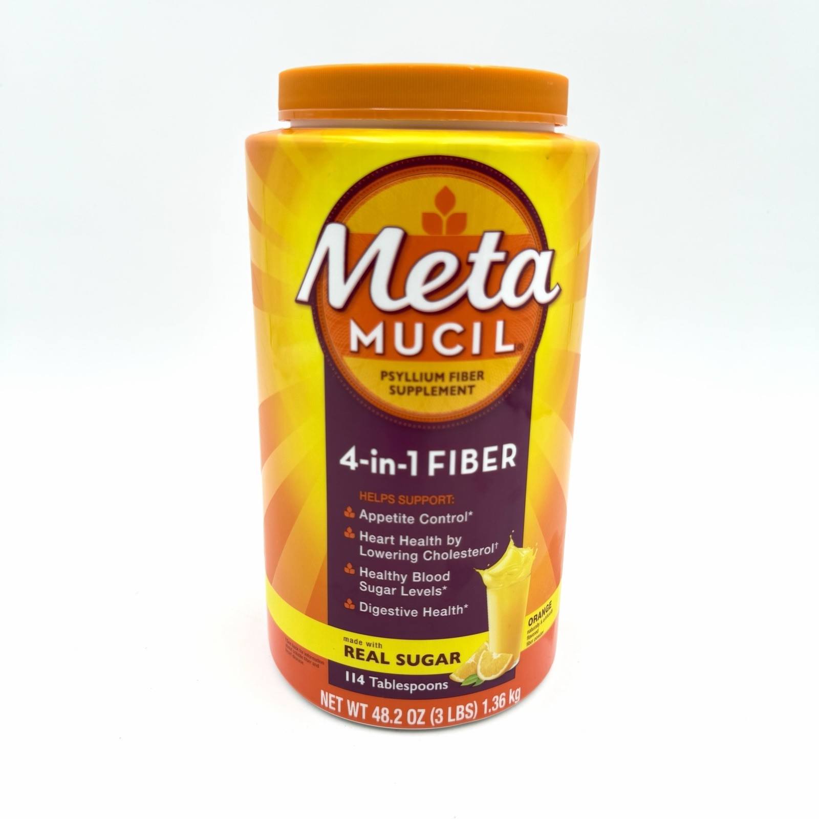 Metamucil Psyllium Fiber 4-in-1 Orange Powder 48.2 oz 3lb New Sealed Exp 12/2028
