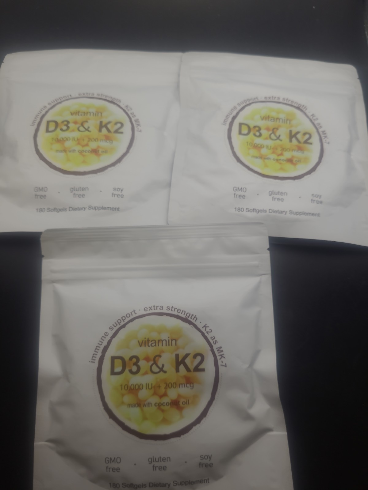 3 X Vitamin D3 & K2 Supplement With Coconut Oil 3 Packs 540 Softgels
